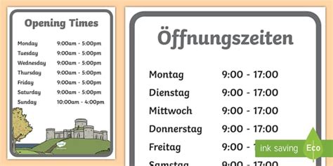 Medieval Castle Role-Play Opening Times English/German