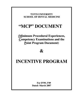 Fillable Online dental tufts MCPs - Tufts University School of Dental ...