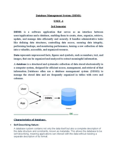 DBMS Unit 1 Notes: Essential Concepts for 3rd Sem BTech - Studocu