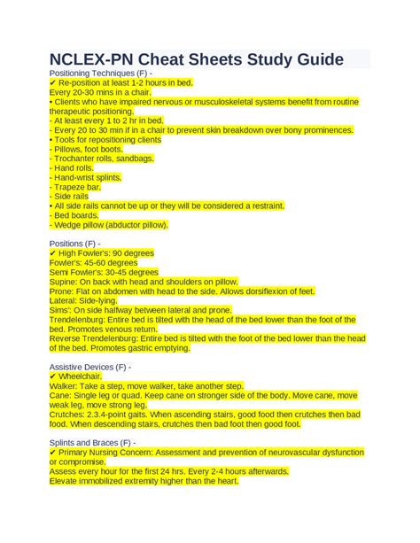 NCLEX-PN Cheat Sheets Study Guide | Study Guides, Projects, Research ...