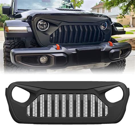 Extreme Off-Road JL Front Grill with Mesh Grille Cover for 2018 2019 2020 2021 Jeep Wrangler JL ...