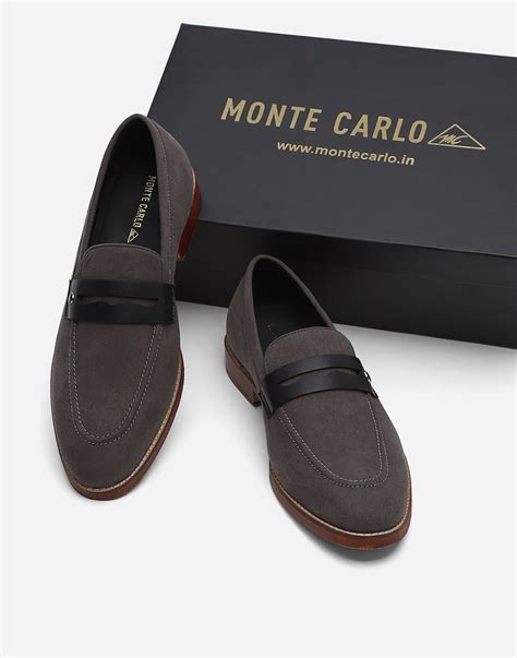 Buy Men Grey Microfiber Loafers Online in India - Monte Carlo