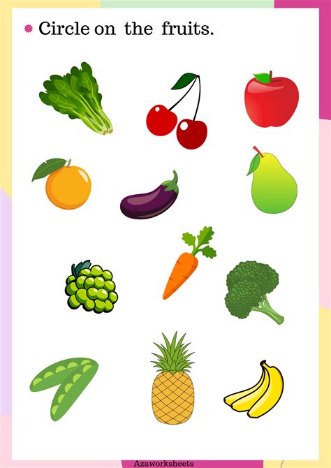 Circle on the fruits and Circle on the vegetables worksheets for toddlers | Kids worksheets ...