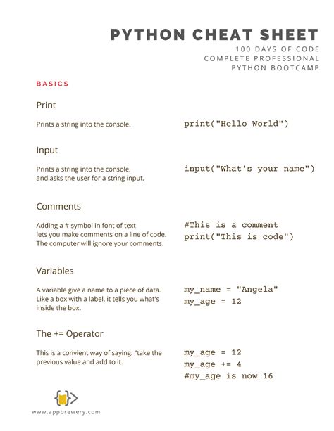 Python+Syntax+Cheat+Sheet+Booklet - B A S I C S 100 DAYS OF CODE ...