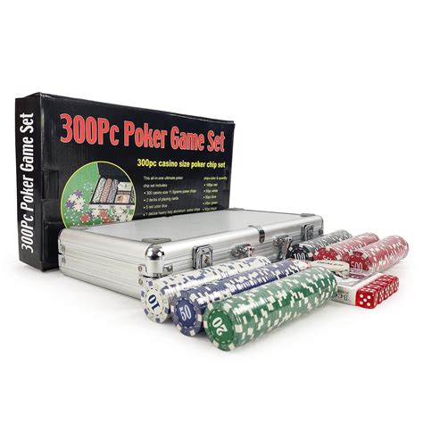 SAK 300 Piece Poker Game Set, 300pc Casino Size Poker Chip Set with 2 ...