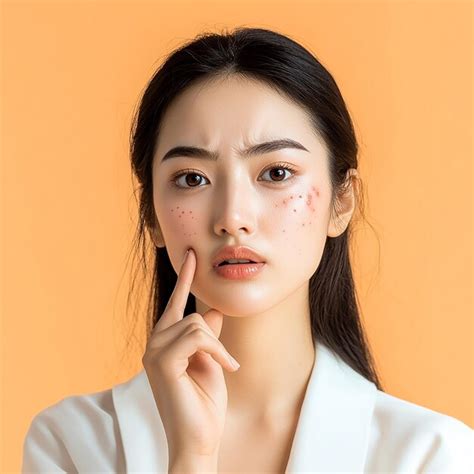 Rendered photo of a young woman with acne on her face | Premium AI ...