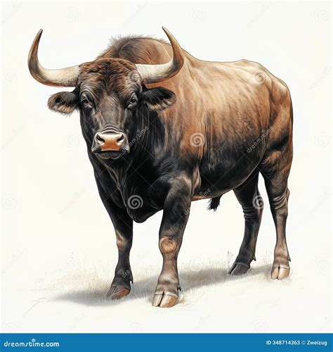 Big Brown Bull, Portrait Sketch Hyper Realistic Drawing Stock ...