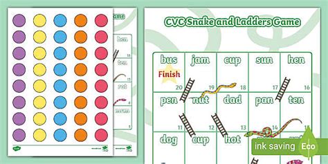 Snakes and Ladders CVC Words (1-20) Language Ladder - Twinkl
