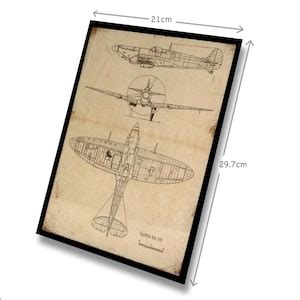 Spitfire Blueprints Print - Hand Aged Reproduction - A4 Size. - Etsy