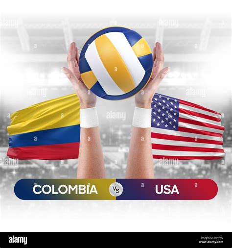 Colombia vs USA national teams volleyball volley ball match competition ...