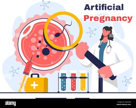 Artificial Pregnancy Vector Illustration with Couple After Successful ...