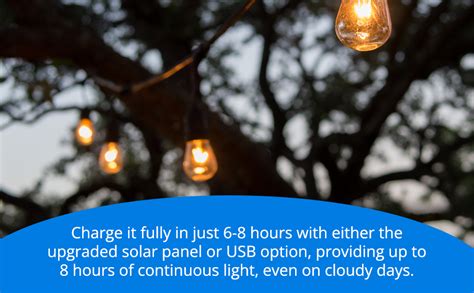LITVERSE Solar String Lights E27 |10 LED | 19FT with 8 Lighting Mode ...