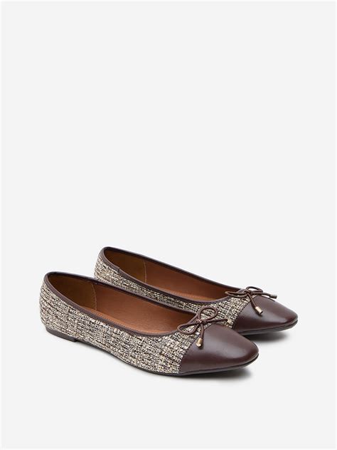 Buy LUNA BLU Brown Jute and Bow Designed Ballerina from Westside