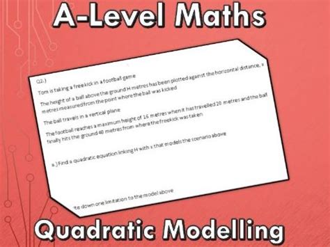 Image result for Quadratic Modelling a Level Edexcel