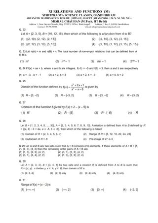 Image result for Relation and Function Class 11 Worksheet