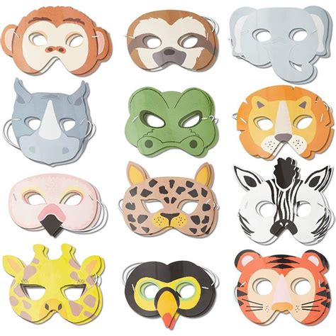 Buy Blue Panda 24-Pack Animal Party Paper Masks, Safari Jungle Theme ...