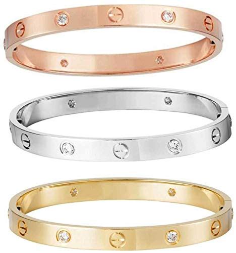 Buy MYKI Stainless Steel Tri-Color Bracelet Set For Women & Girls ...