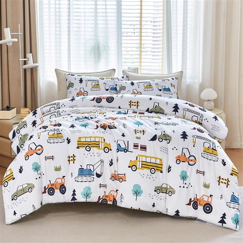 Amazon.com: WINLIFE Construction Twin Comforter Set for Boys 3-Piece ...