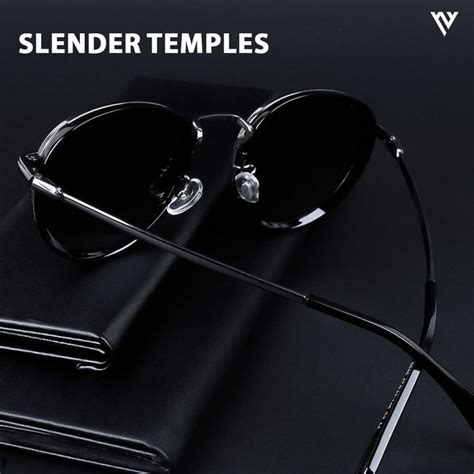 Captain | Black and Silver Polarized Round Sunglasses - PMG3982