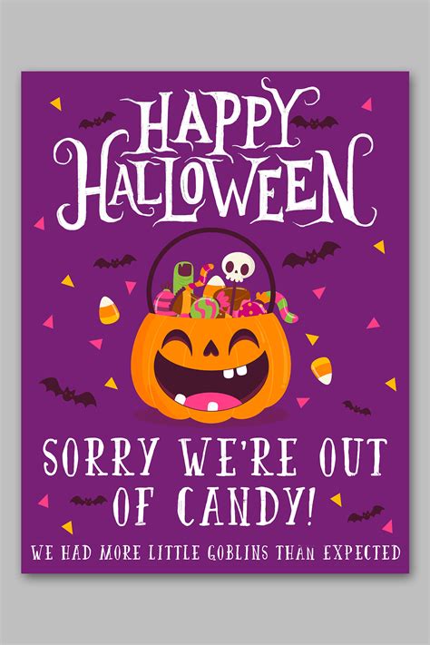 Free Halloween Candy Printable Sign Set: No Sign Up Needed