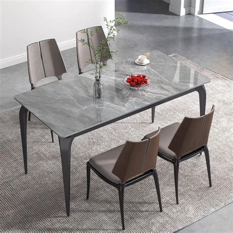 Amazon.com - Dining Table, 55 Inch Rectangular Grey Kitchen Table with ...