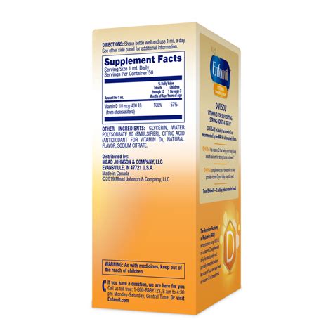 Buy Enfamil D-Vi-Sol Vitamin D Supplement Drops for Infants, 50 mL ...