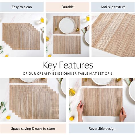 Brownish Beige Dinner Table Mat Set Of 6 Online - Premium Table Mat ...