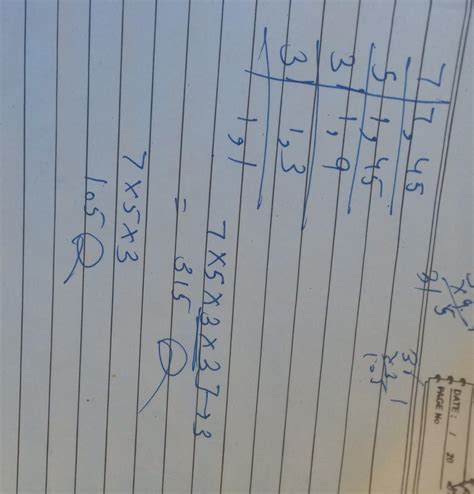 Find the relationship of hcf and lcm 7,45 - Brainly.in