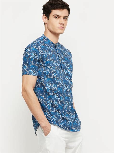 Buy Men Printed Mandarin Collar Short Kurta Online at just Rs. 799.0 ...