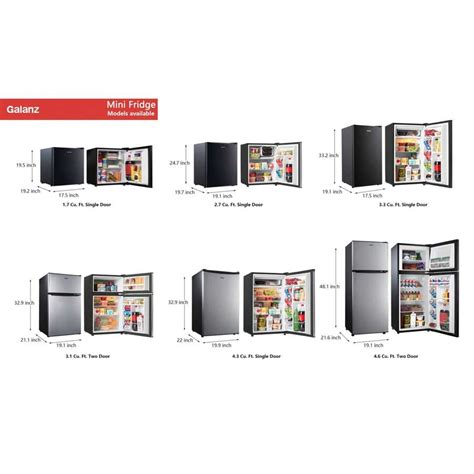 4.6. Cu Ft Two Door Mini Refrigerator With Freezer, Stainless Steel ...