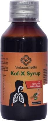 Vedaaushadhi Kof -X Syrup with Honey, Tulsi, Haldi & Adulsa -100ML ...