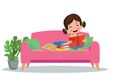 children sitting on sofa reading a book 16721939 Vector Art at Vecteezy