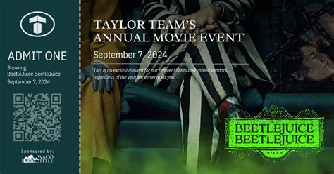 Taylor Teams Annual Movie Event Featuring Beetlejuice Beetlejuice ...