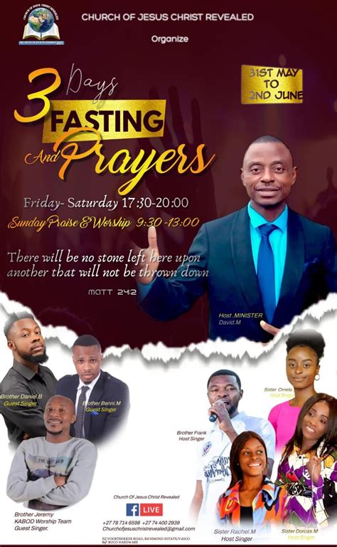 3 Days of Intense Fasting and Prayer, 312 Voortrekker road, Richmond ...