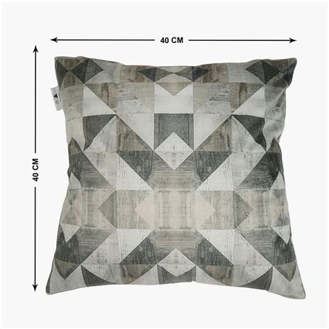 Buy PORTICO Lotus Grey Geometric Printed Square Cushion Cover - 40x40cm ...