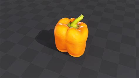 Orange Bell Pepper - download free 3d model with high quality textures