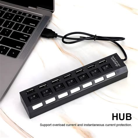 USB Splitter Multi Port Hub with Independent Switches and LED ...