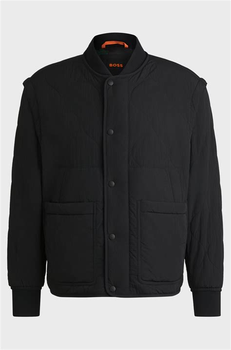 BOSS - Water-repellent jacket in crinkle-textured fabric - Black