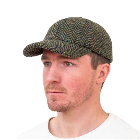 Irish Tweed Baseball Cap | Green Herringbone | Hatman of Ireland