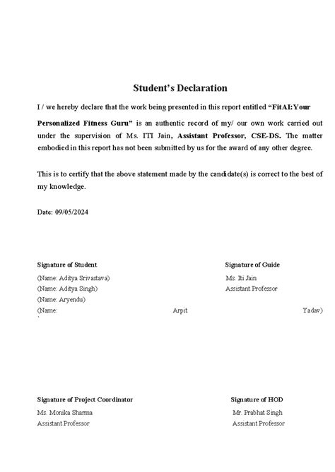 Sample Synopsis Report - Student’s Declaration I / we hereby declare ...