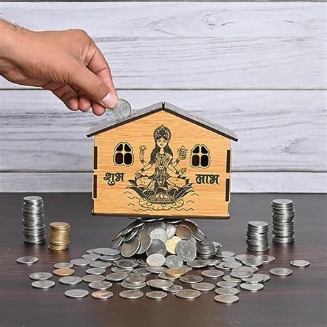 GKD Piggy Bank Wooden Money Bank and Coin Box Gulak Money Bank House ...