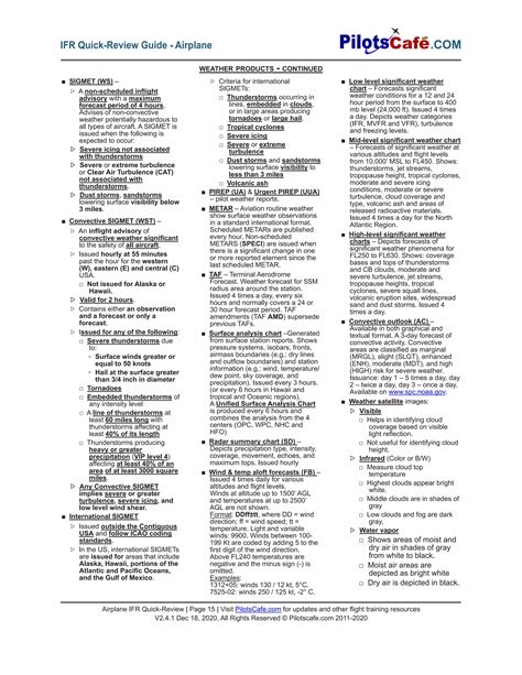 Ifr quick reviewsheets pilot cafe | PDF