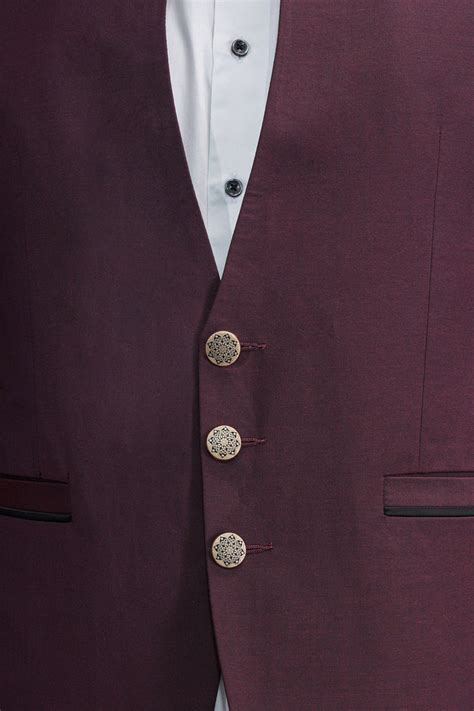 Matterhorn Maroon Textured Premium Wool-Blend Bandhgala/Jodhpuri Suits ...