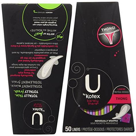U By Kotex Barely There Thong Panty Liners, Ultra-Thin, Flexible ...