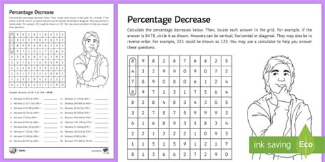 Number Search Puzzle: Percentage Decrease | KS3 Maths