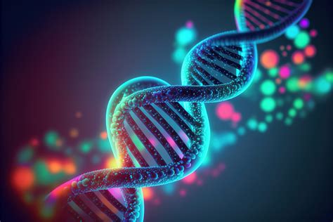 3D digital illustration of human dna under microscope on futuris