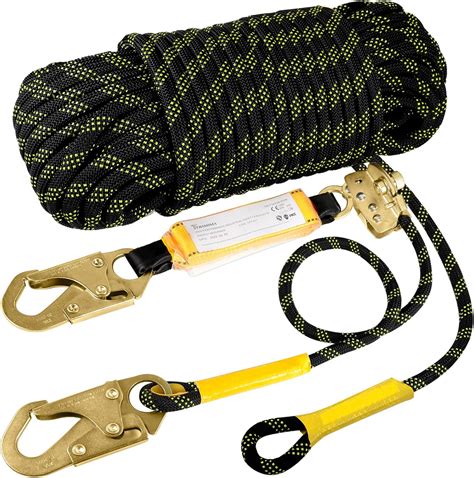 TRSMIMA Rope Harness Safety Lanyard：25ft Vertical Roofing Rope With ...