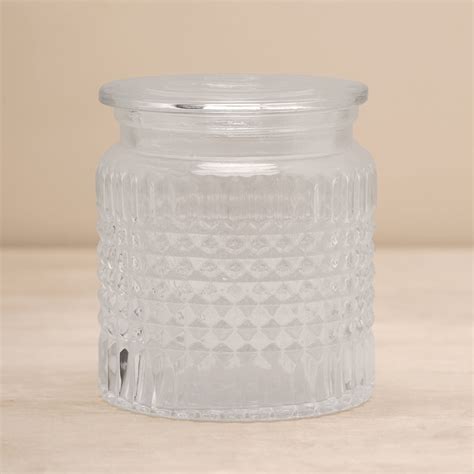 Shop Clear Diamond Texture Glass Cotton Jar With Lid - at Best Price ...