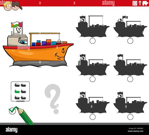 Cartoon illustration of finding the right picture to the shadow ...