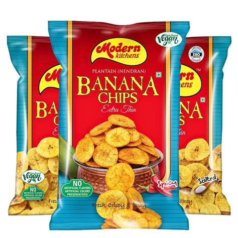 Modern Kitchens Kerala Classic Salted & Spicy Banana Chips | 100% Vegan ...